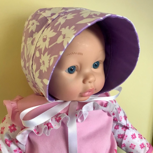 Cotton Baby Bonnet, Fine Designer Print, Reversible - Picture 4 of 6